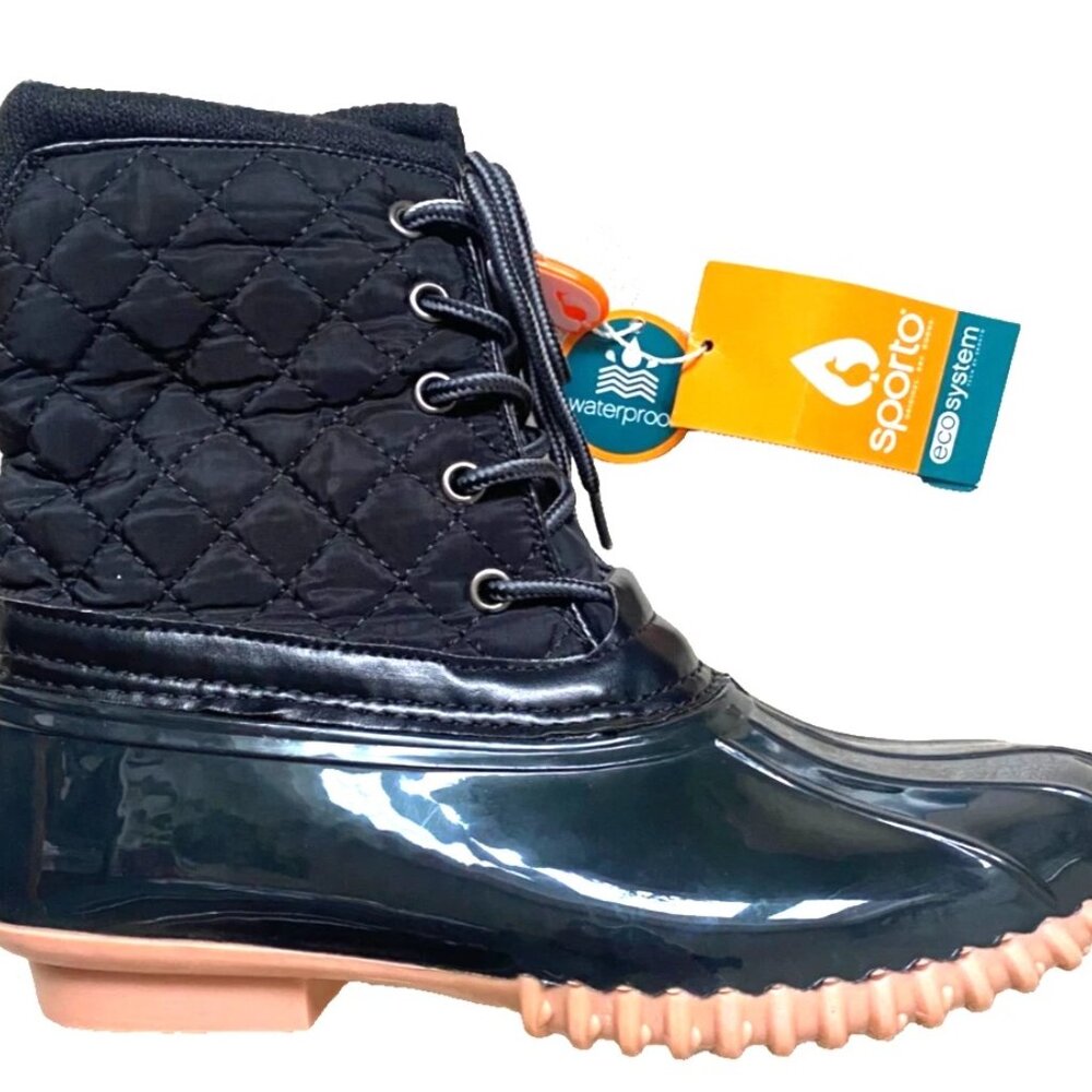 Sporto Black Quilted Waterproof Boots